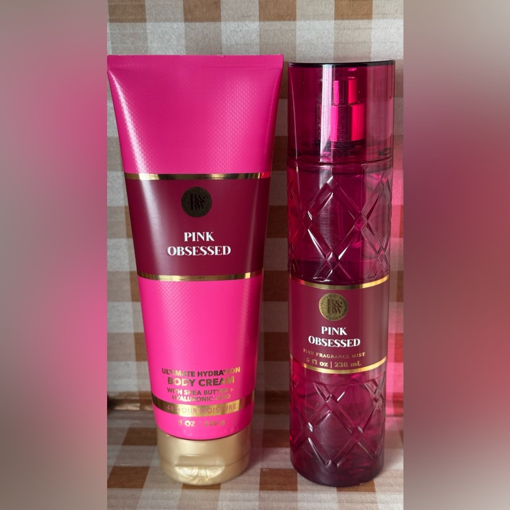 NEW B&BW Pink Obsessed Two piece full size set , body cream and fragrance